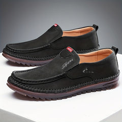 Men's Leather Slip On Loafer Shoes Lightweight Non slip Casual Shoes