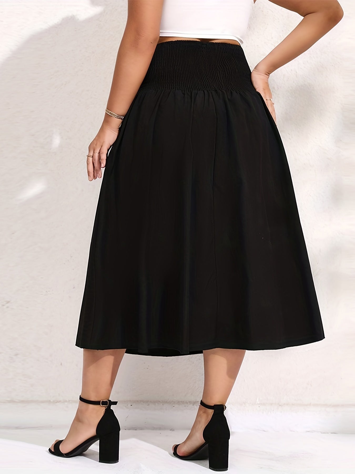 Solid Ribbed Lace Up Pleated Skirt