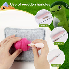 4pcs Beginner Dinosaur Christmas Needle Felting Kit DIY Craft Material