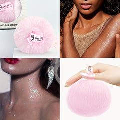 Peach Glitter Highlighting Puff for Face and Body