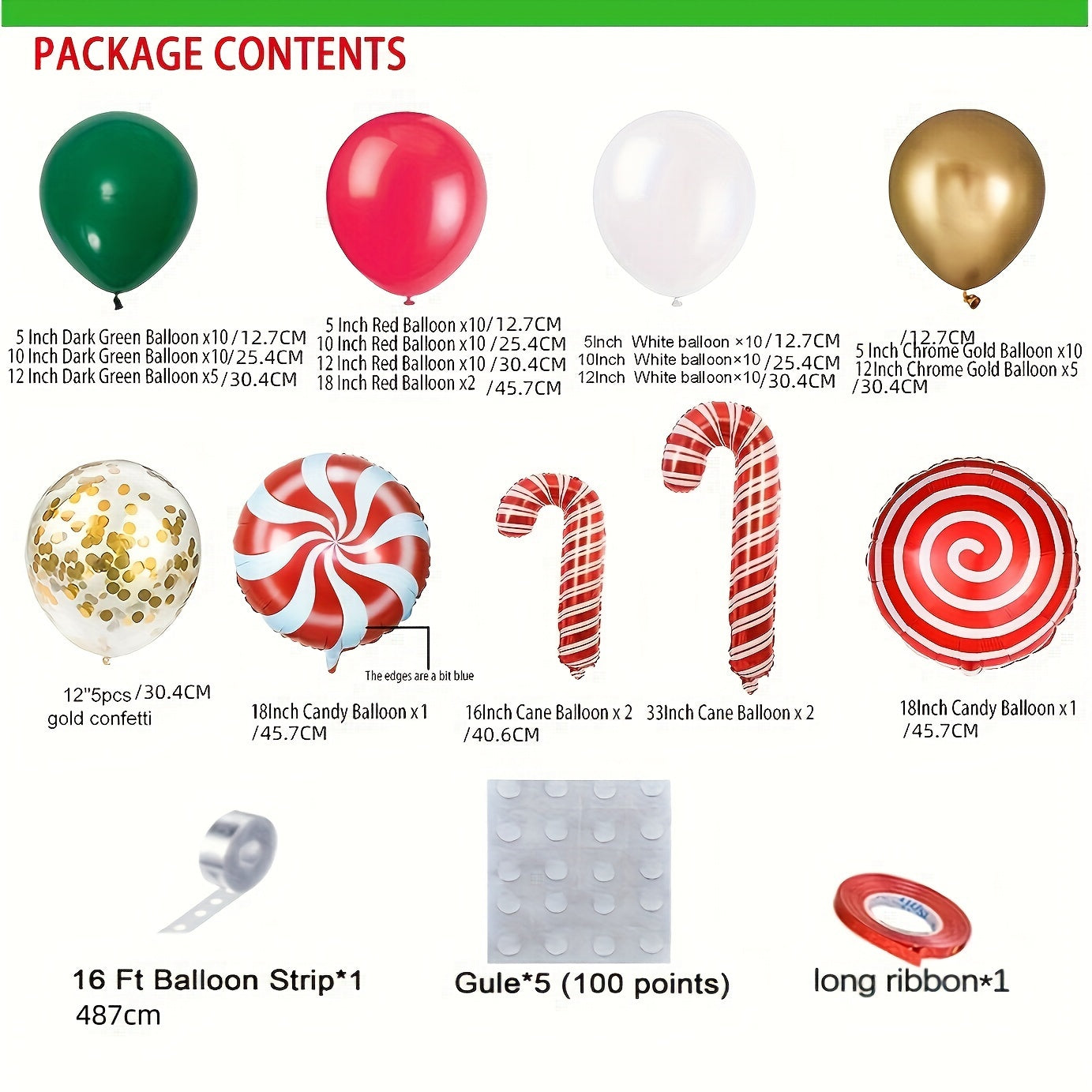 118pcs Christmas Balloon Garland Arch Kit Red Green Golden Balloons