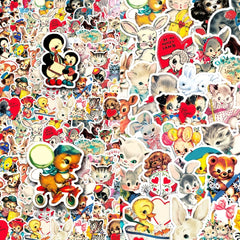 66pcs Cartoon Animal Graffiti Stickers DIY Diary Sticker