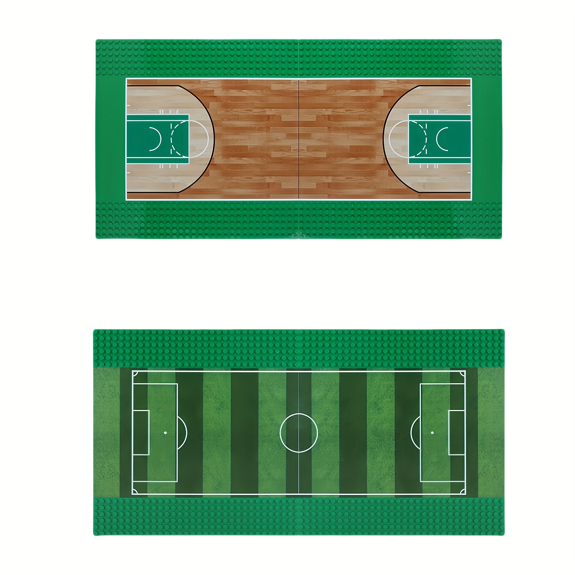 2pcs Building Blocks Basketball Soccer Field Baseboards 25x25 Durable ABS Gr