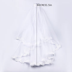 Double Layer Lace Bridal Wedding Veil with Hair Comb