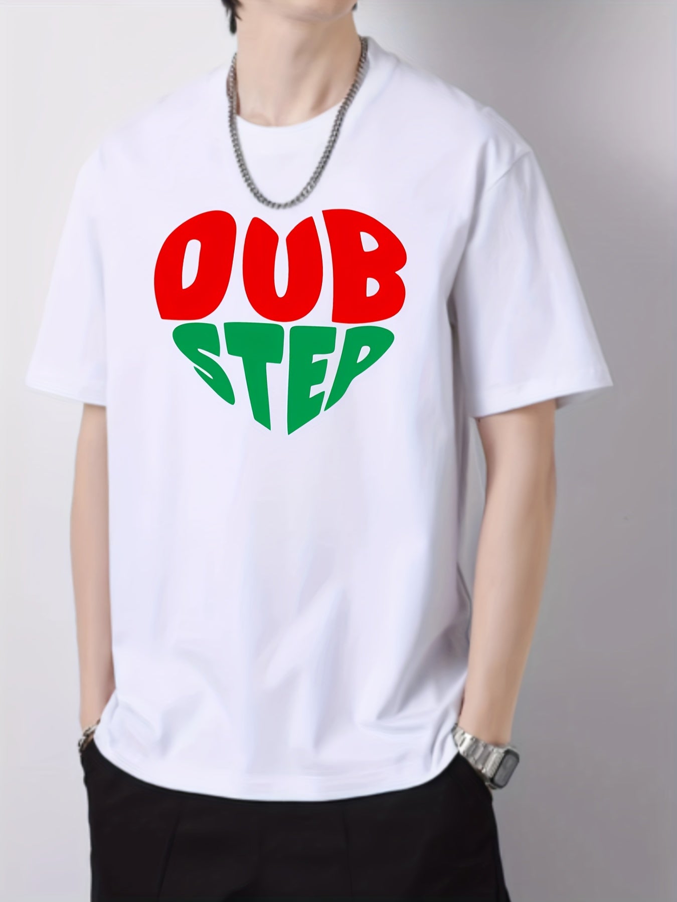 Colorful Letter Pattern Men's Graphic Cotton Tee