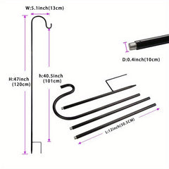 Adjustable Bird Feeder Pole w/ Detachable Hooks for Feeders, Plants & Lanterns