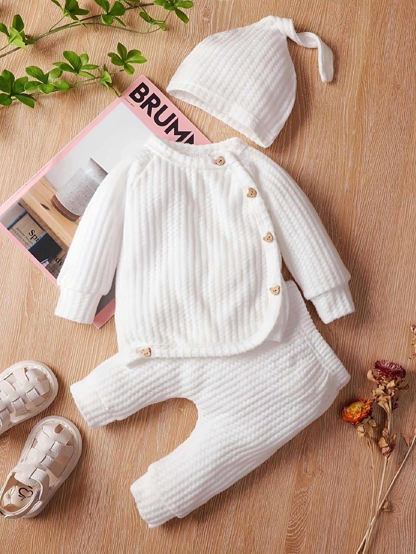 3pcs Baby Boys Long Sleeves T shirt & Pants & Cap Set