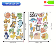 Animal Cartoon Rhinestone Decals 22-24pcs Diamond Painting Kits for Kids