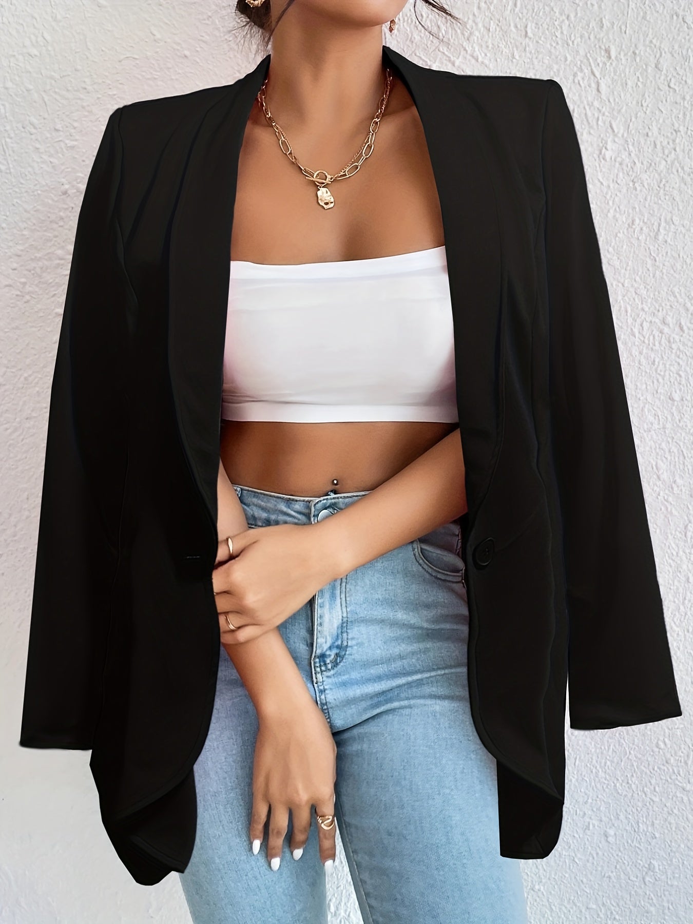 Casual Long Sleeve Lapel Blazer for Women