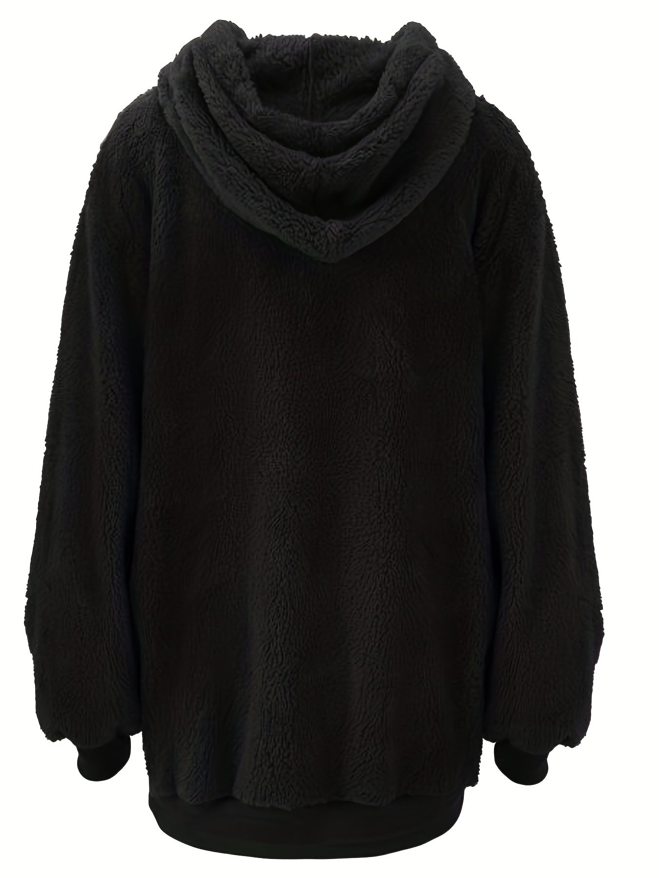 Solid Quarter Zip Fuzzy Hoodie Long Sleeve Hoodies Sweatshirt Women