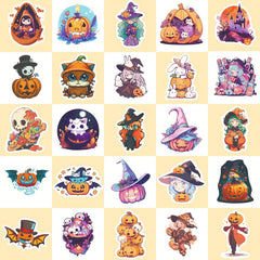 50pcs Halloween Stickers Pumpkin Spooky Waterproof DIY Decoration