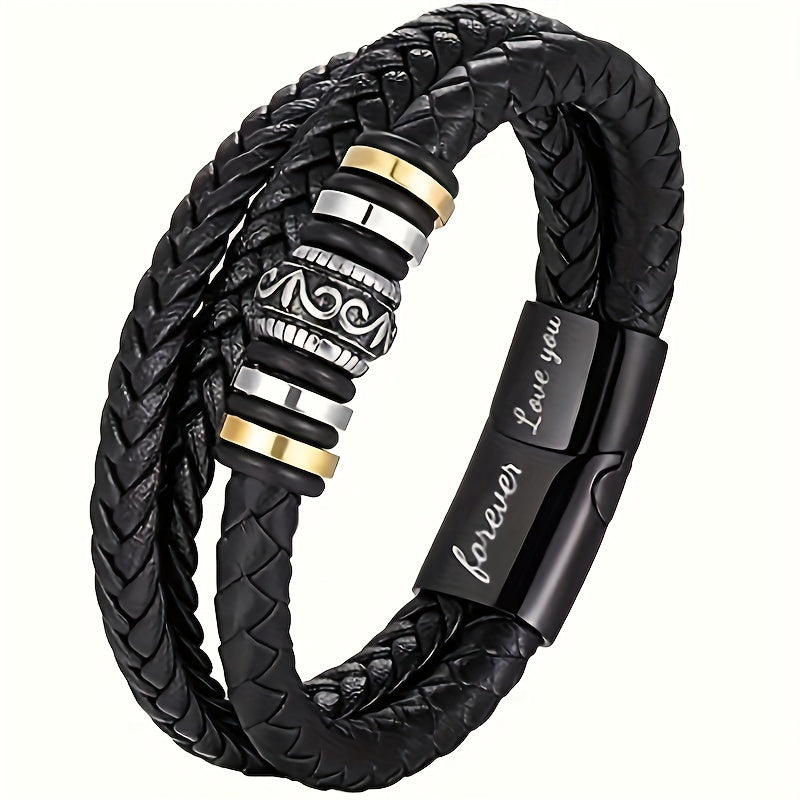 Inspirational Leather Bracelet for Son/Grandson - Always With You