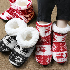 Elk Pattern Fuzzy Socks Plush Floor Socks Women's Stockings