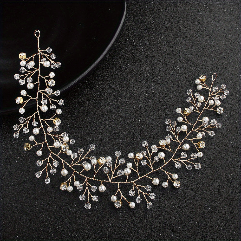 Crystal Rhinestone Beads Headpiece Hairband Bridal Jewelry