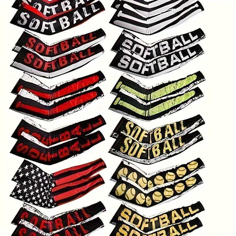 12 Pairs Arm Sleeves Men Flag Letter UV Protection Cooling Summer