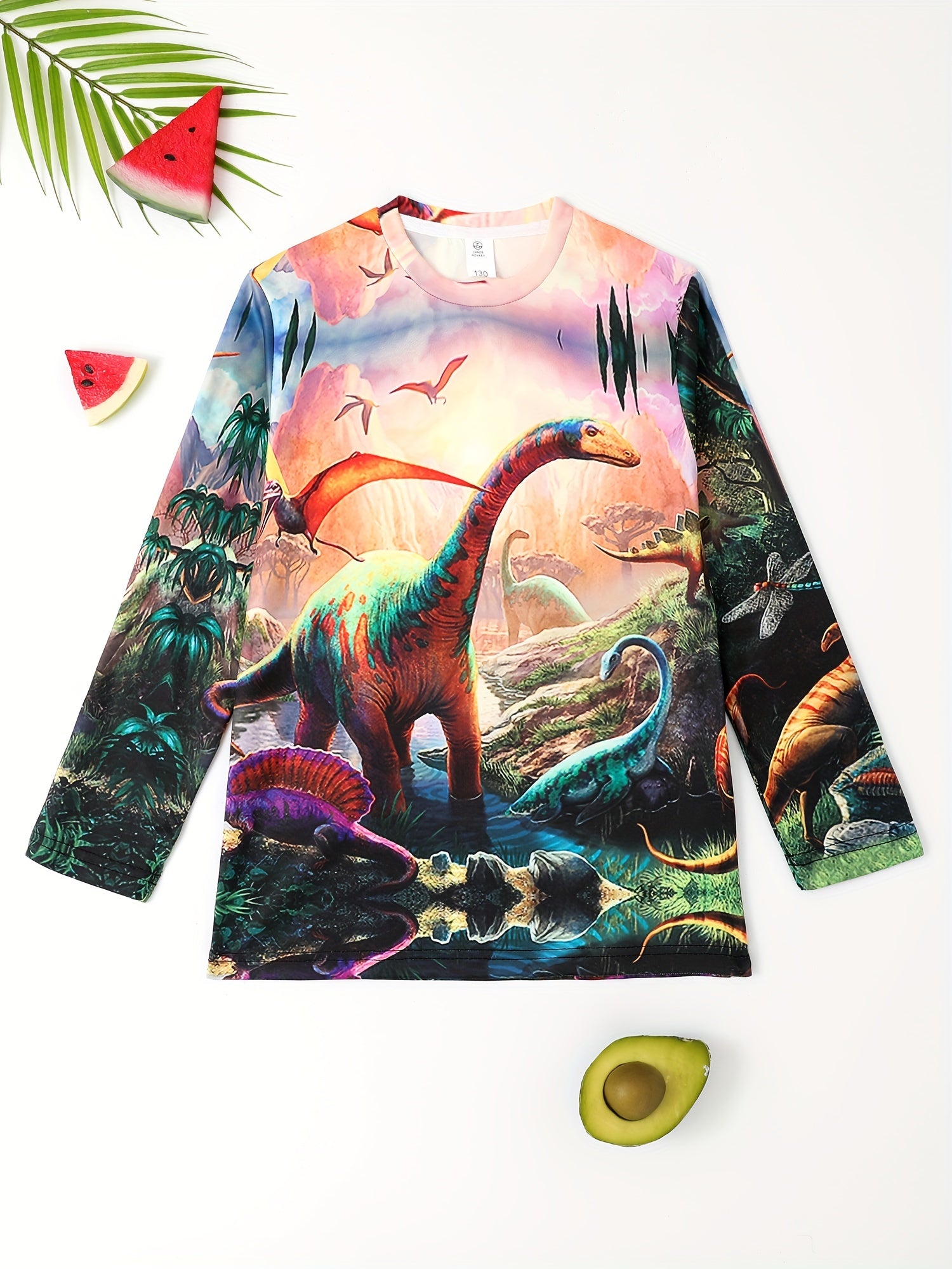 3D Dinosaur Print Kid's Long Sleeve Top Boy's Clothes