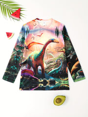 3D Dinosaur Print Kid's Long Sleeve Top Boy's Clothes