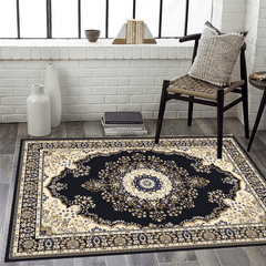 Fluffy Faux Wool Area Rug Non-slip Large Carpet Vintage Oriental Design