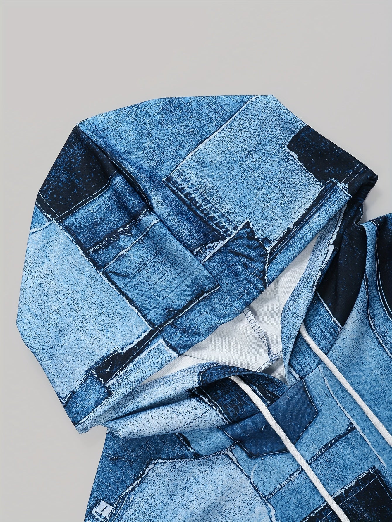 Women's Plus Denim Print Hoodie & Joggers Set
