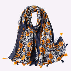 Cotton Linen Feel Scarf Long Shawl Lightweight Soft Scarf Women