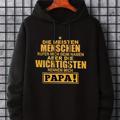 Men's Papa Print Hoodie Casual Drawstring Hooded Sweatshirt