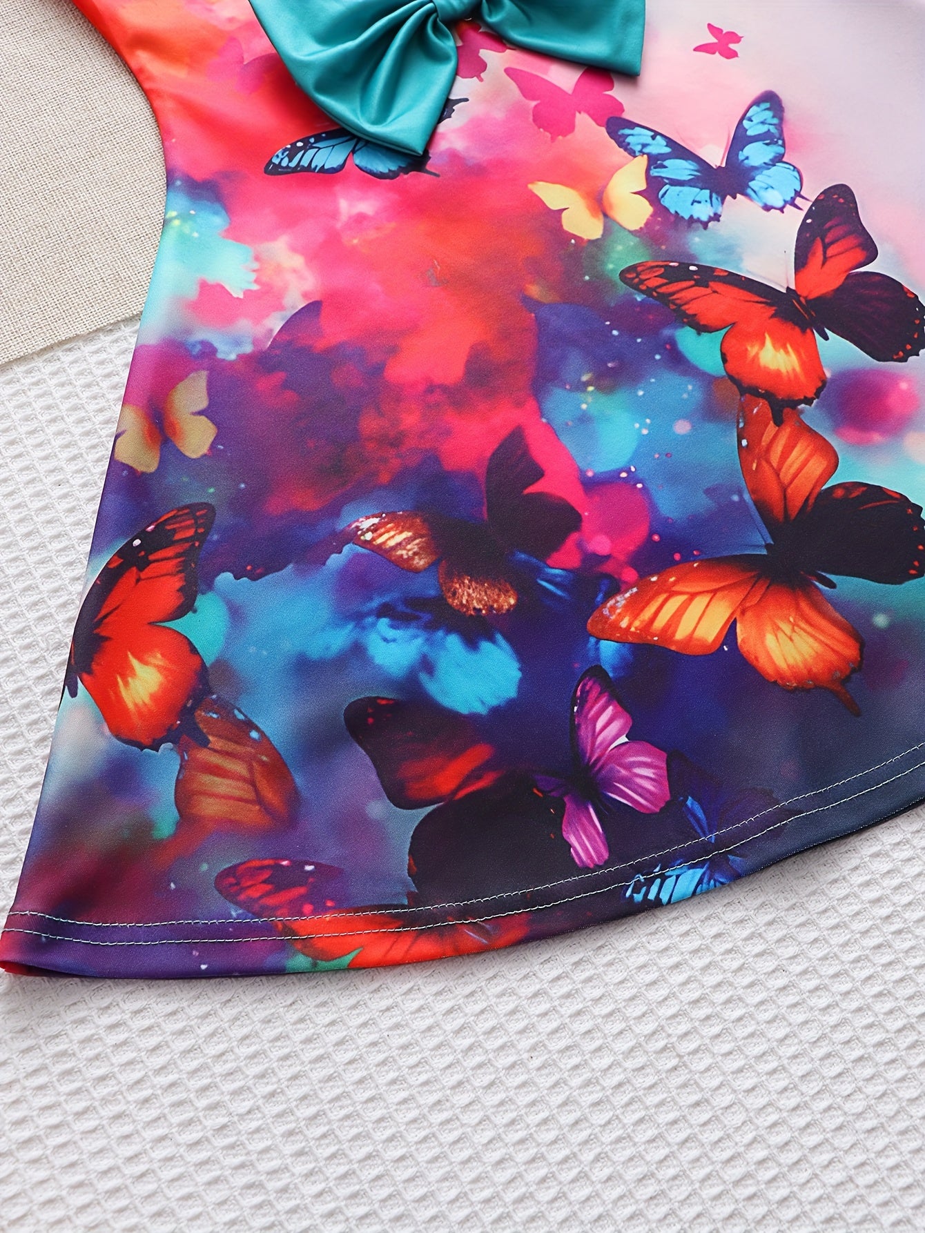 Girls Tie Dye Butterfly Print Sleeveless Dress