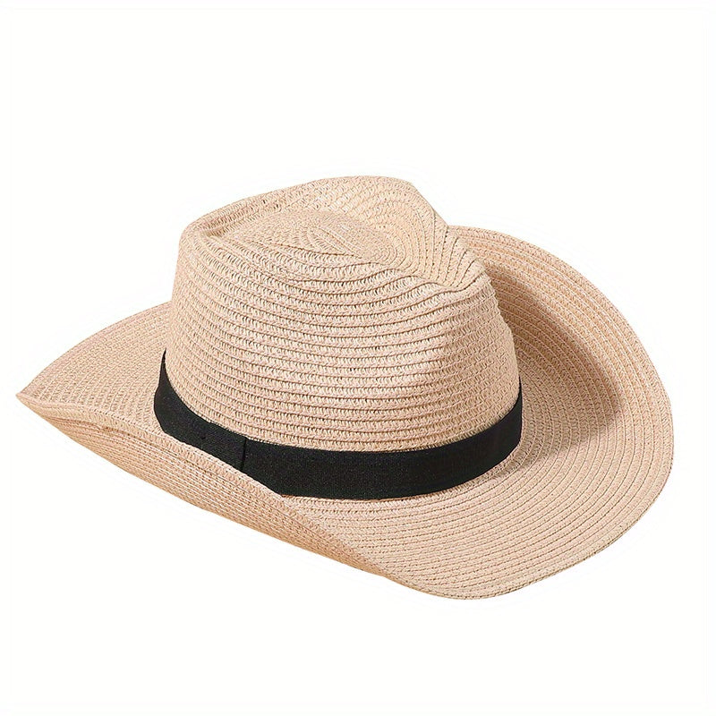 Vintage Style Sun Hat Solid Jazz Fedora Cap Beach Hats For Women Men