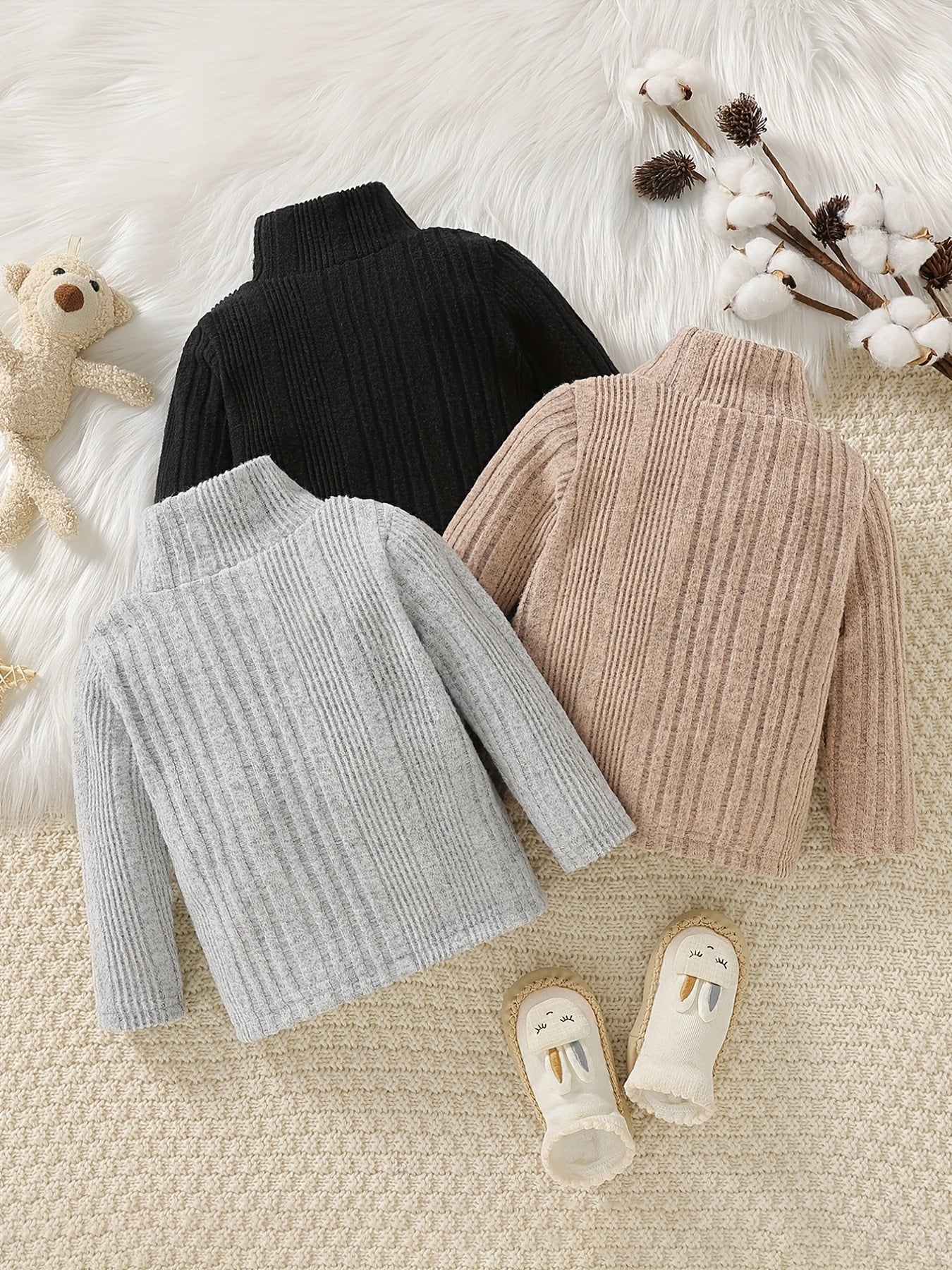 Baby Boys Striped Turtleneck T shirt 3pcs set