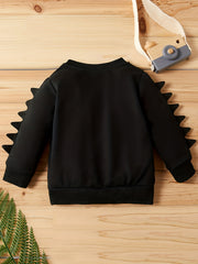 Boys Monster Eyes Embroidered Sweatshirt Long Sleeve Crew Neck Tops