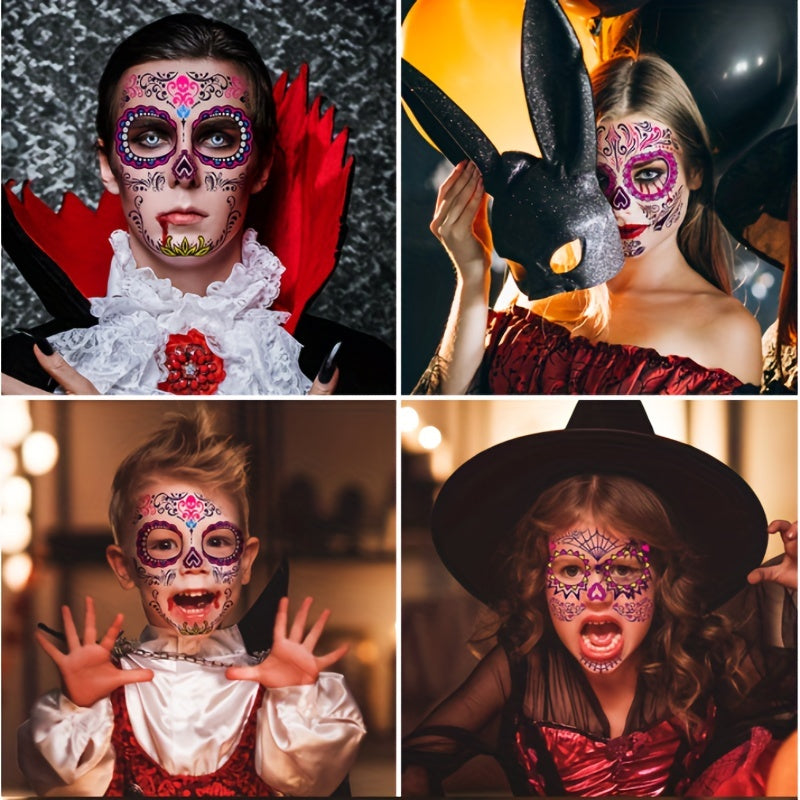 Fluorescent Halloween Face Sticker Tattoo - Masquerade Party Decoration