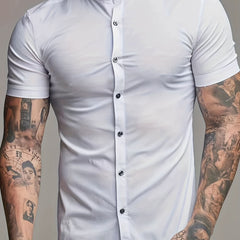 Solid Men's Casual Short Sleeve Shirt Summer Tops