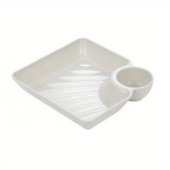 4pcs Dumpling Plates With Sauce Compartment Square Serving Plates