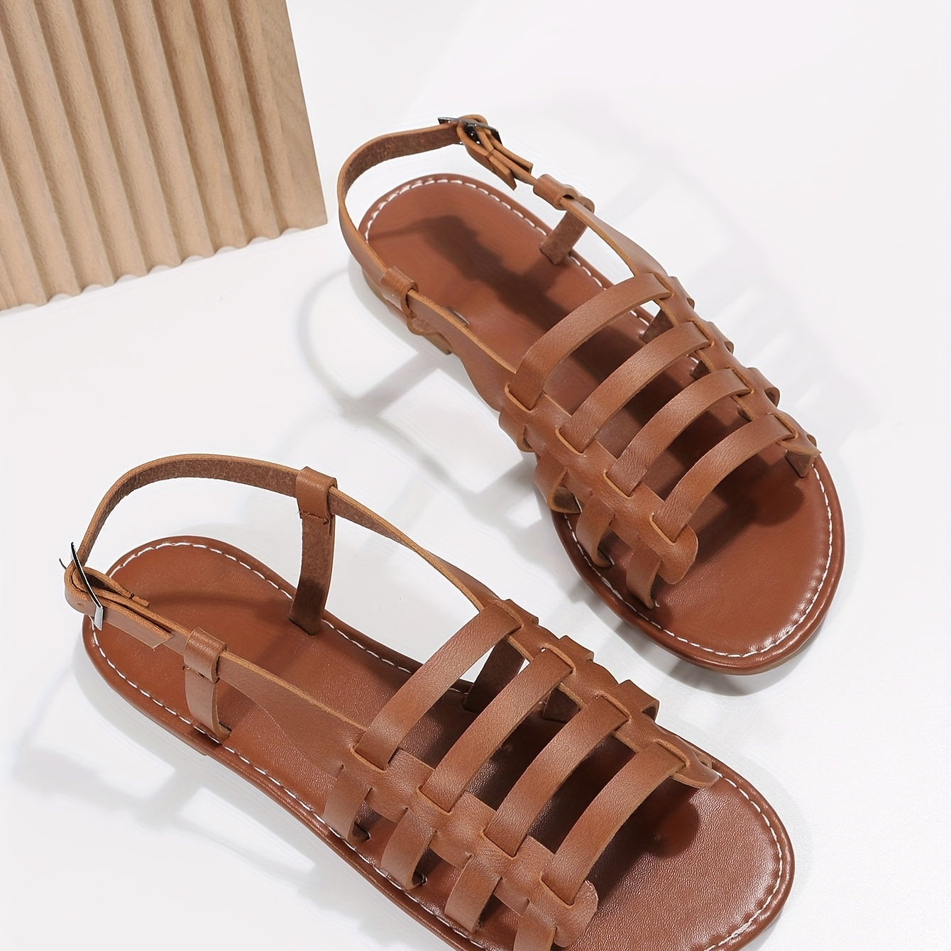 Women's Flat Gladiator Sandals Open Toe Buckle Strap Slingback Shoes
