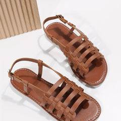 Women's Flat Gladiator Sandals Open Toe Buckle Strap Slingback Shoes