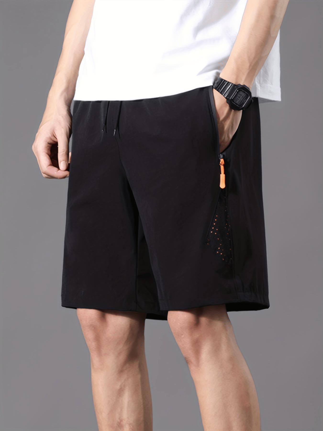 Quick Dry Drawstring Shorts with Zip Pockets Men s Casual Breathable Nylon Short