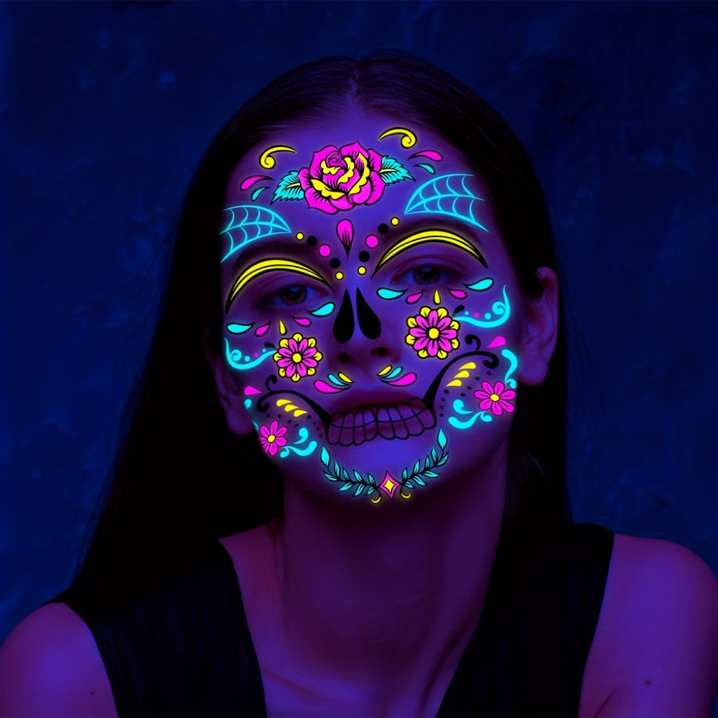 Luminous Fluorescent Stickers Halloween Dress Party Tattoo Stickers