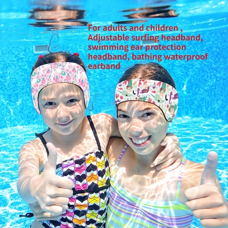Girls Cartoon Swim Headband - Waterproof Ear Protection Band