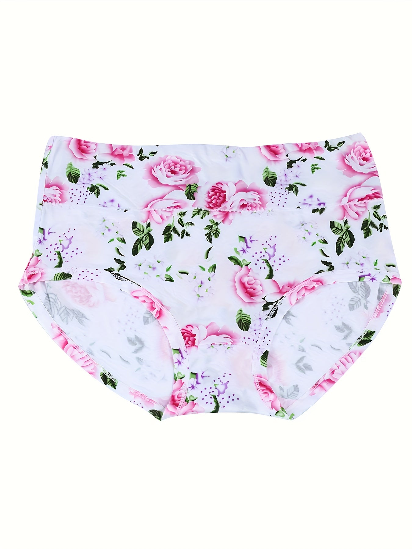 4 Pack Plus Size Panties Set Women's Plus Comfort Floral Print