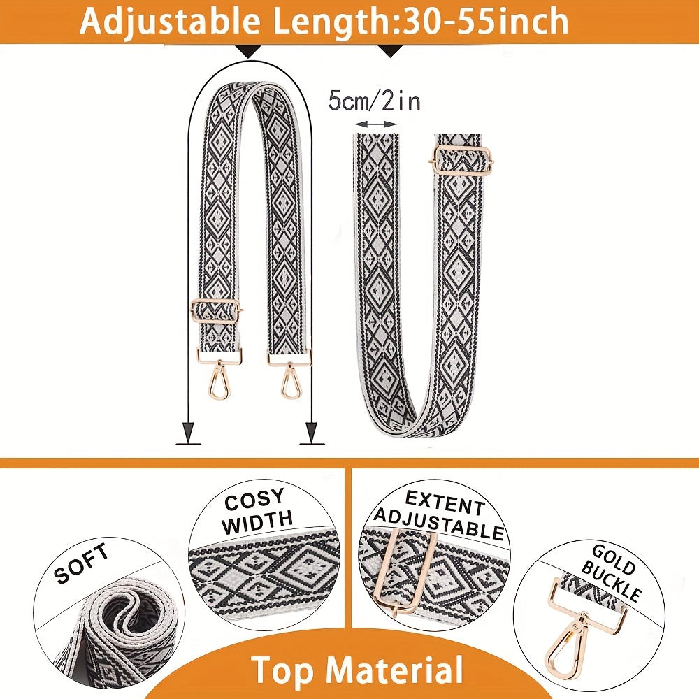 Retro Jacquard Purse Crossbody Strap Floral Pattern Guitar Strap