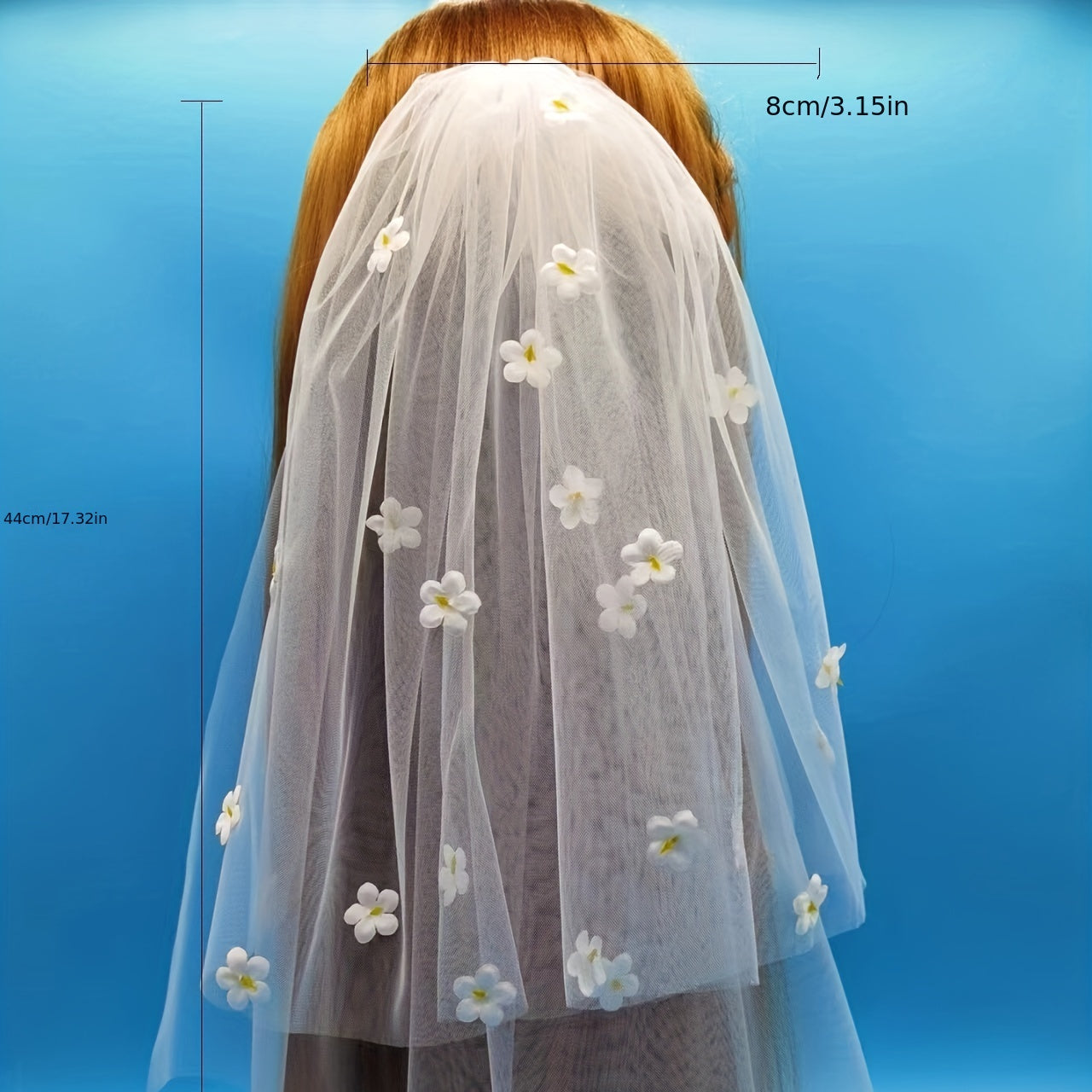 Romantic Bridal Floral Decor Veil with Hair Comb for Women