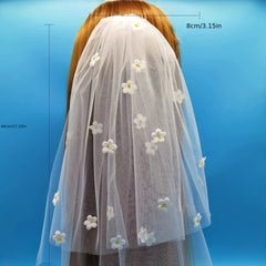 Romantic Bridal Floral Decor Veil with Hair Comb for Women