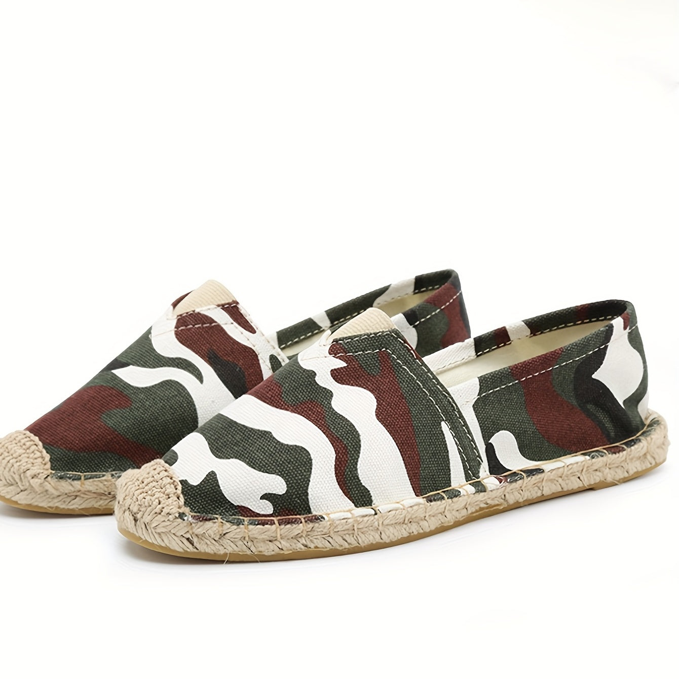 Men's Camo Print Espadrilles Slip-on Loafers Comfort Walking Shoes
