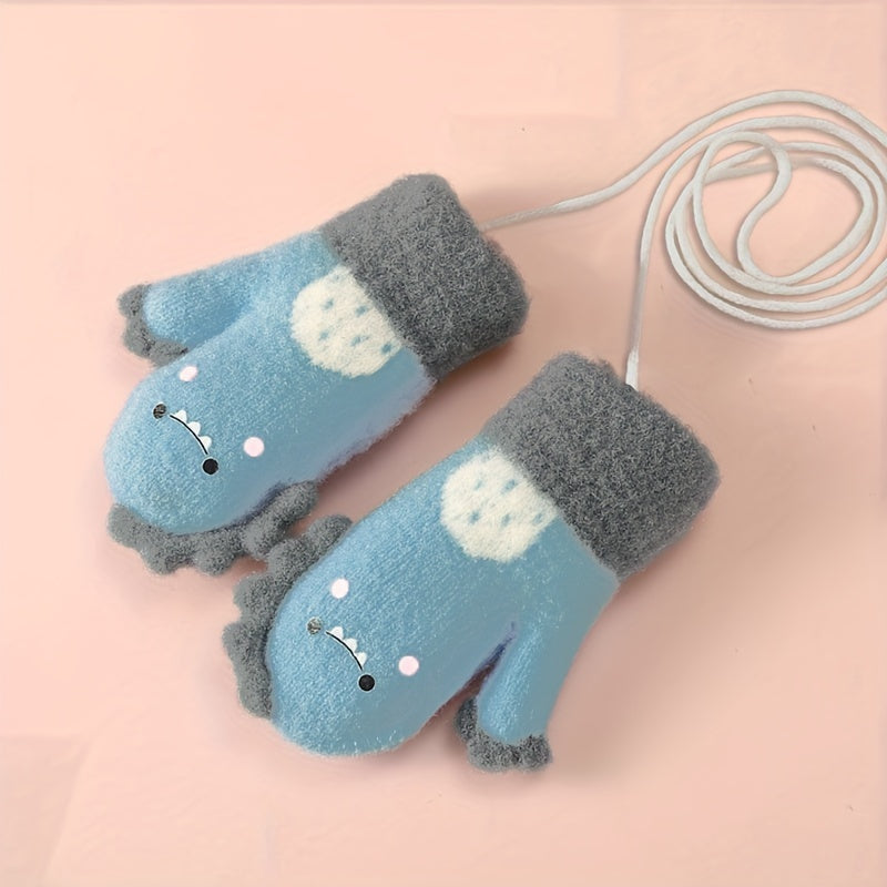 Kids Winter Dinosaur Full Finger Baby Mittens