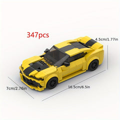 347pcs Yellow Sports Car Building Block Model Set Toy Ornament