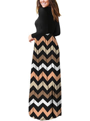 Chevron Print Maxi Dress Women's Clothing