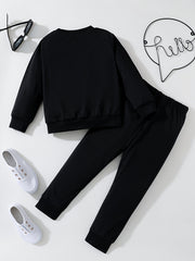 Happy Face Pattern Boy's 2pcs Sweatshirt & Sweatpants Set