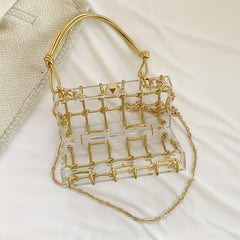 Mini Transparent Acrylic Hand Bag Solid Plaid Shoulder Bag