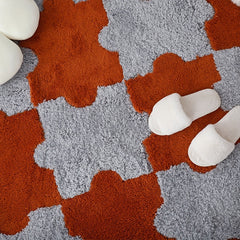 6pcs Plush Shag Puzzle Floor Mat Bay Window Seat Carpet Anti Slip Washable