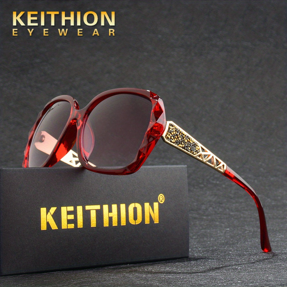 Oversized Polarized Sunglasses Rhinestone Gradient Lens UV Protection