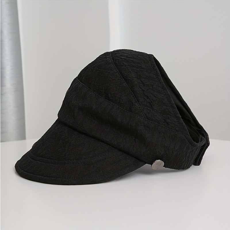 Backless Ponytail Sun Hat Lace Embossed UV Protection Travel Beach Hats